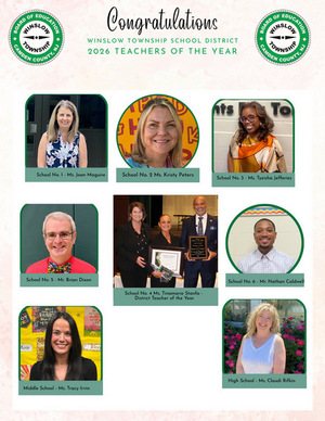 2026 Teachers of the Year - Celebrating Excellence in Teaching in Winslow Township School District